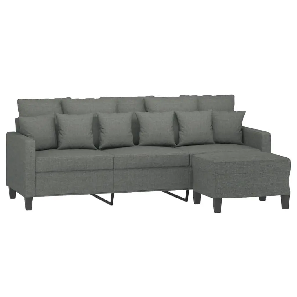 3-Seater Sofa with Footstool Dark Grey 180 cm Fabric 3201090