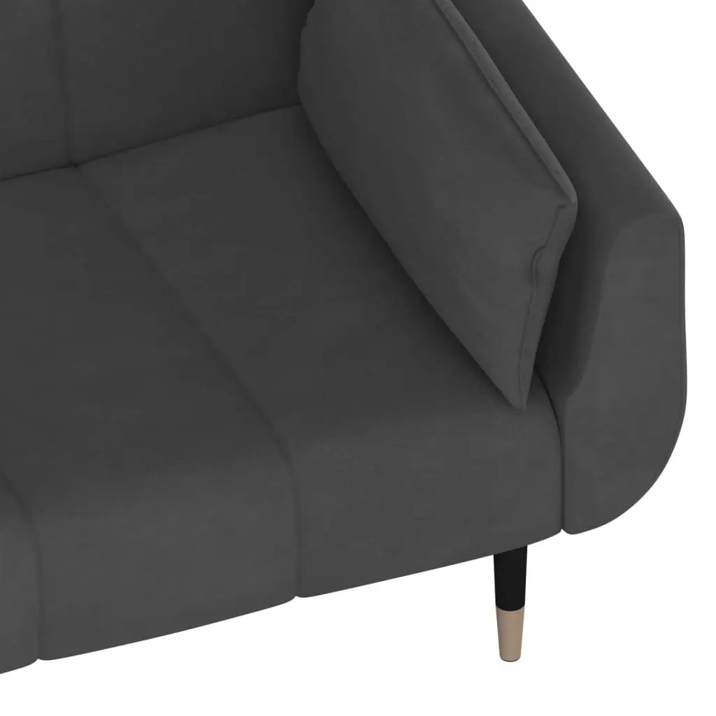 2-Seater Sofa Bed with Two Pillows Dark Grey Velvet 337583