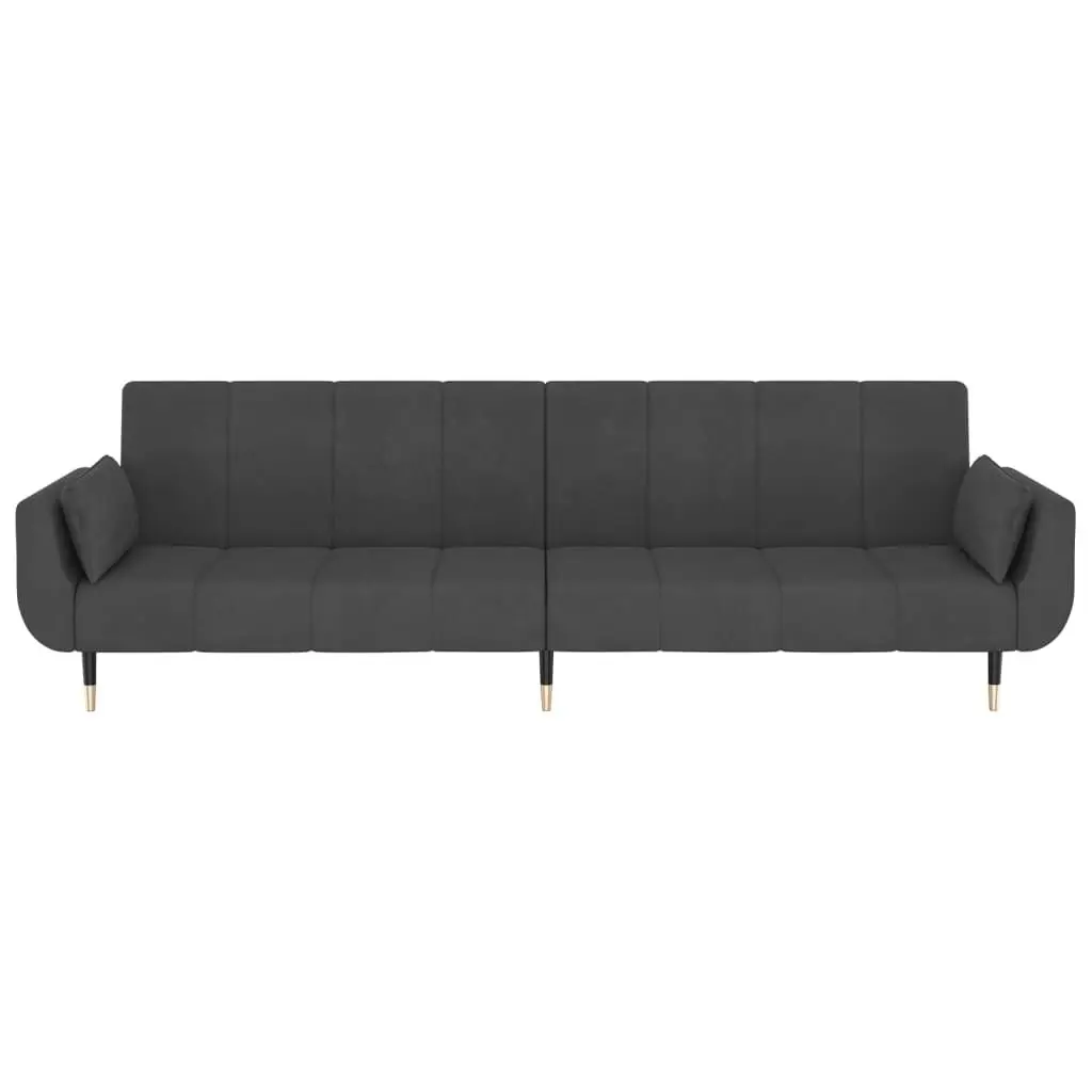 2-Seater Sofa Bed with Two Pillows Dark Grey Velvet 337583