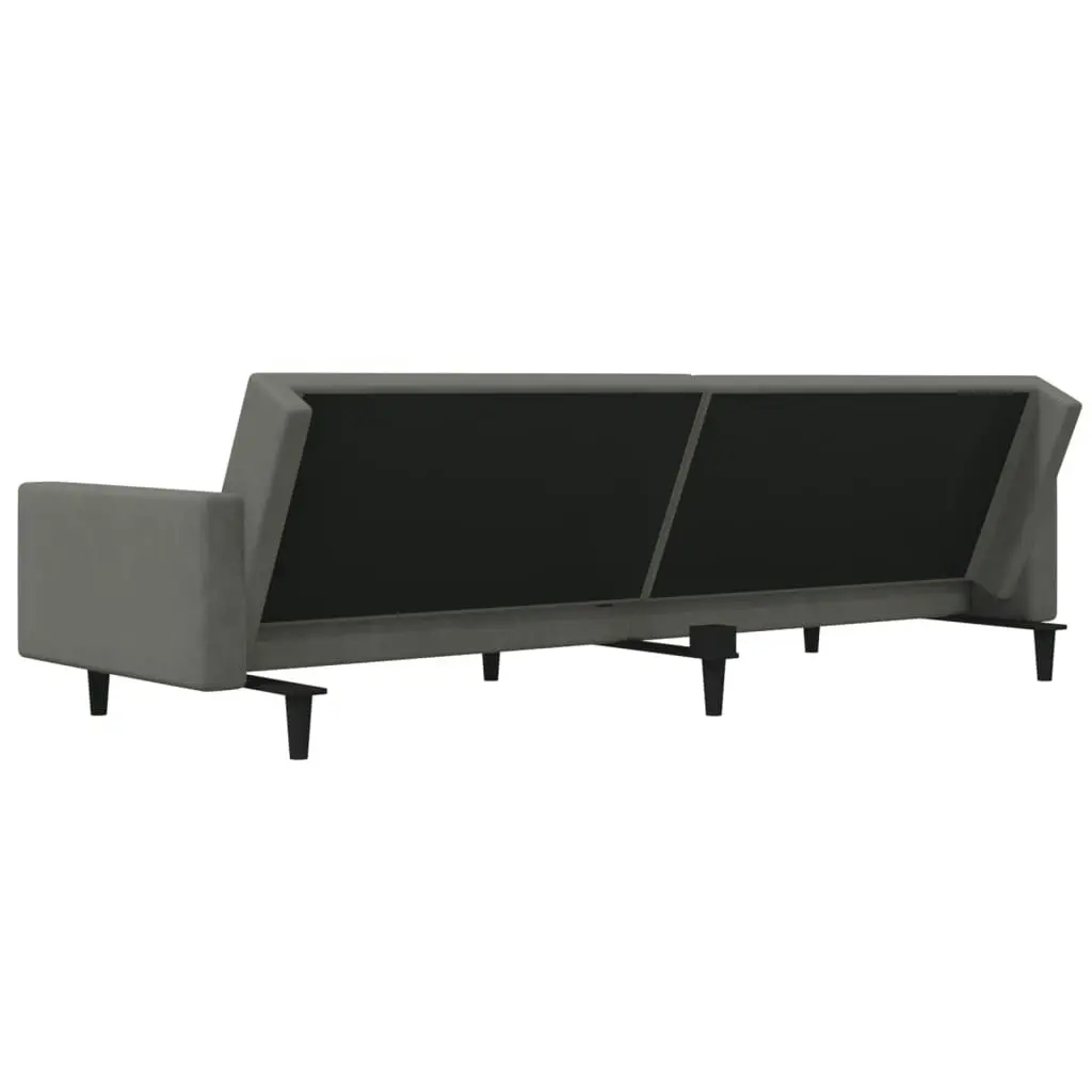 2-Seater Sofa Bed with Two Pillows Dark Grey Velvet 375817