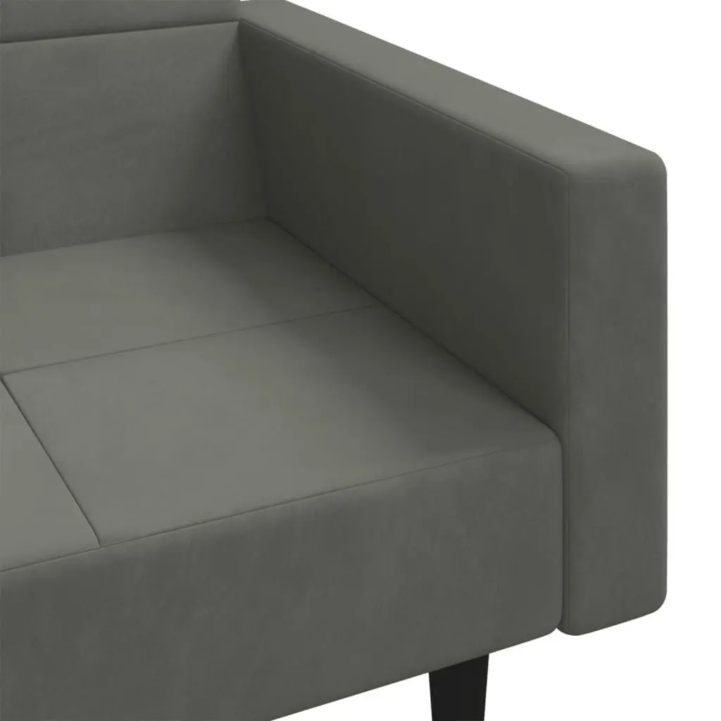 2-Seater Sofa Bed with Two Pillows Dark Grey Velvet 375817