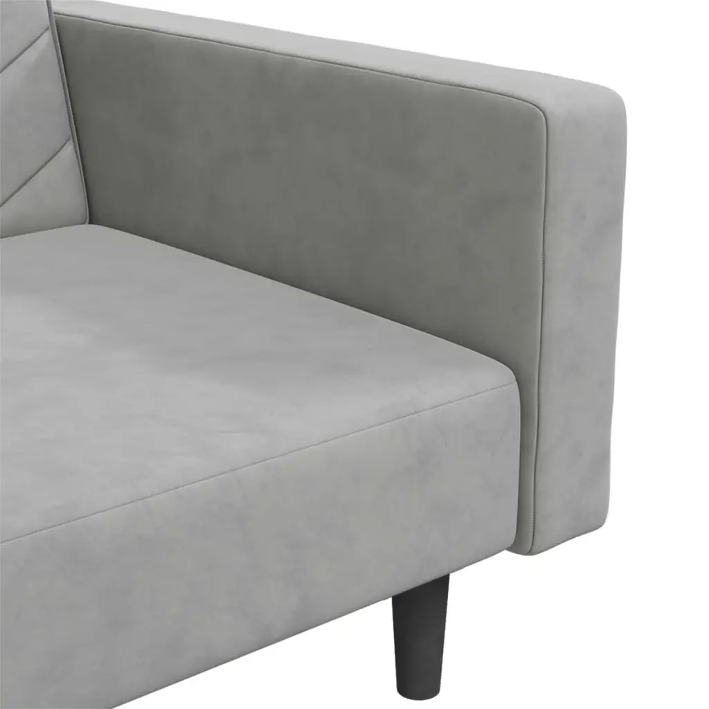 2-Seater Sofa Bed with Two Pillows Light Grey Velvet 337628