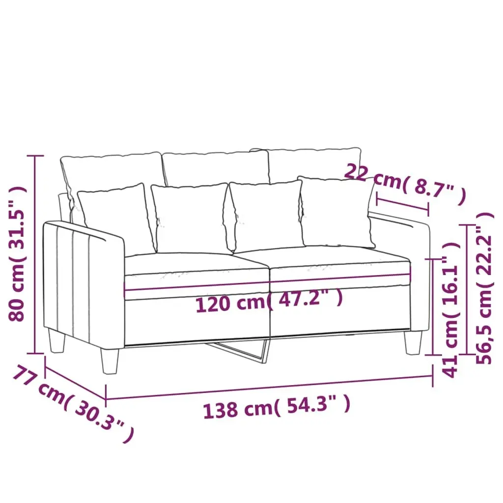 2-Seater Sofa Black 120 cm Fabric 359263