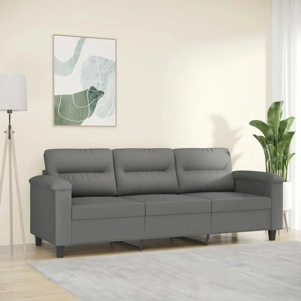 3-Seater Sofa Dark Grey 180 cm Microfibre Fabric 359569