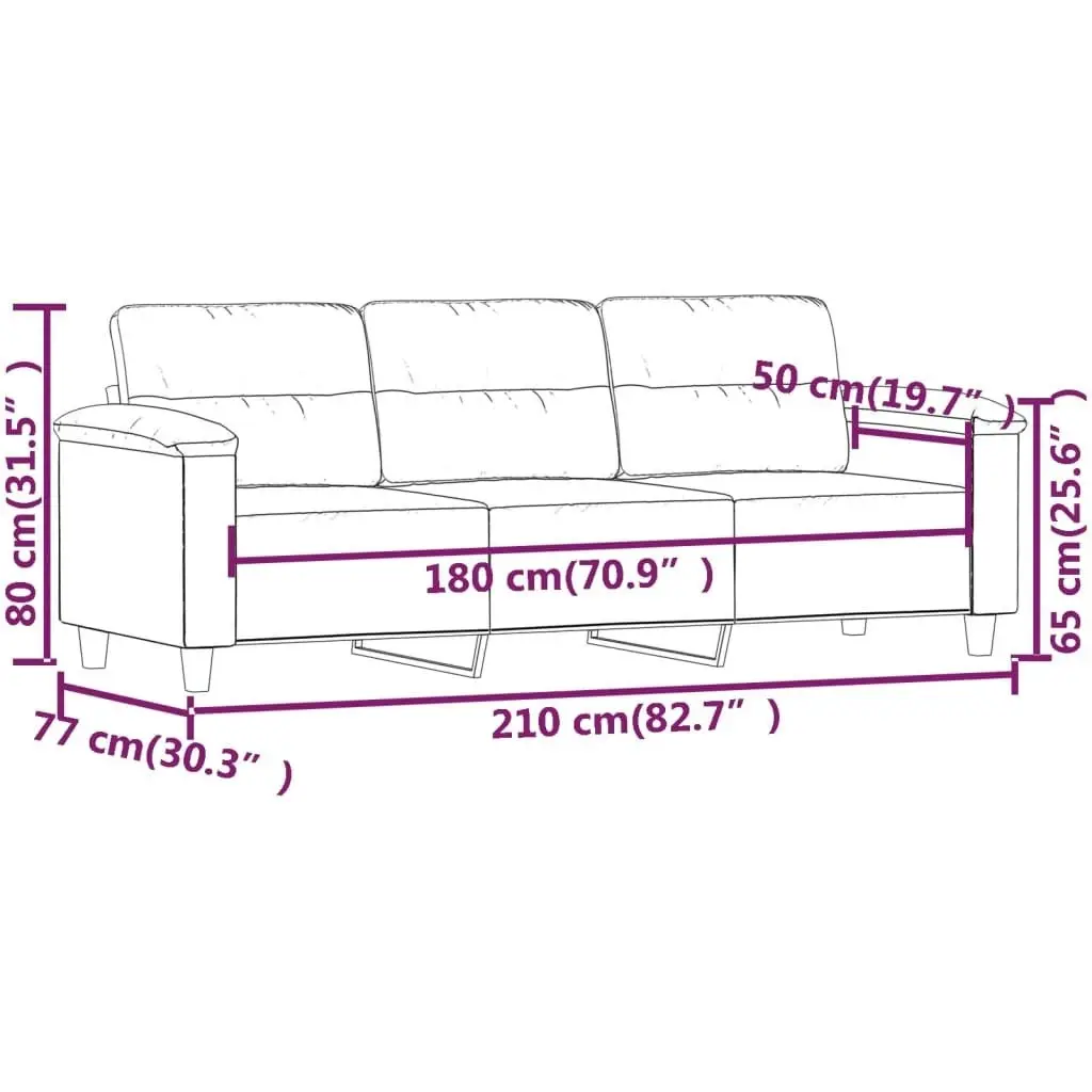 3-Seater Sofa Dark Grey 180 cm Microfibre Fabric 359569