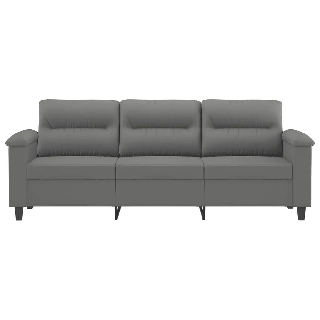 3-Seater Sofa Dark Grey 180 cm Microfibre Fabric 359569