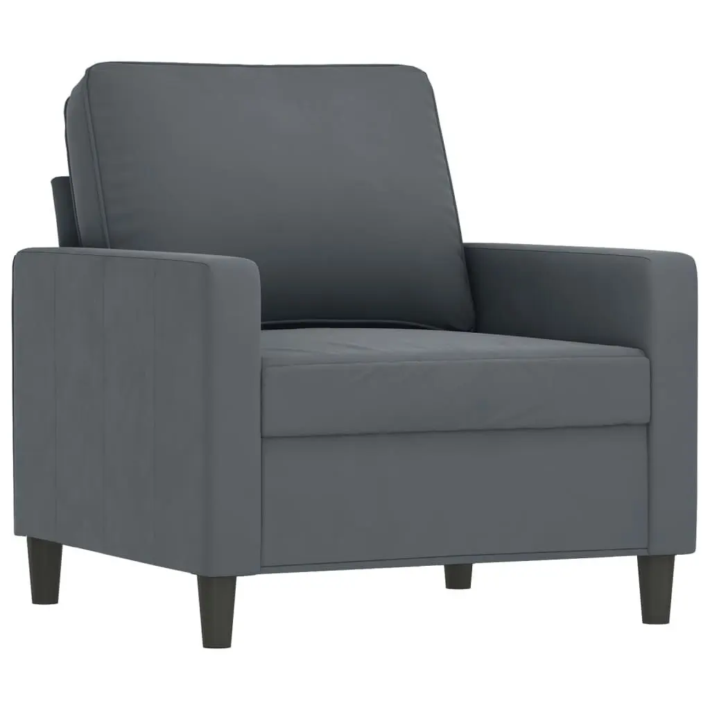 4 Piece Sofa Set with Cushions Dark Grey Velvet 3201487