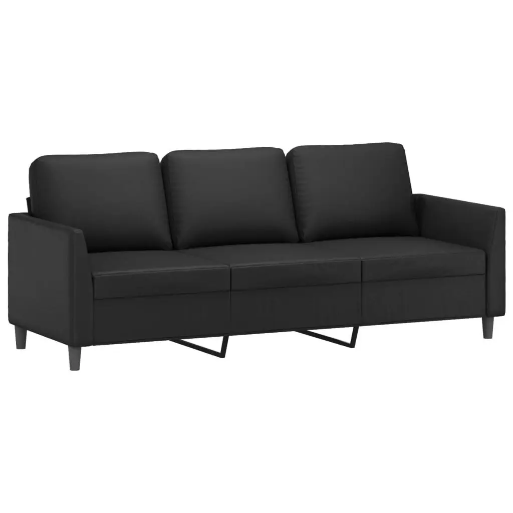 4 Piece Sofa Set with Cushions Black Faux Leather 3201745