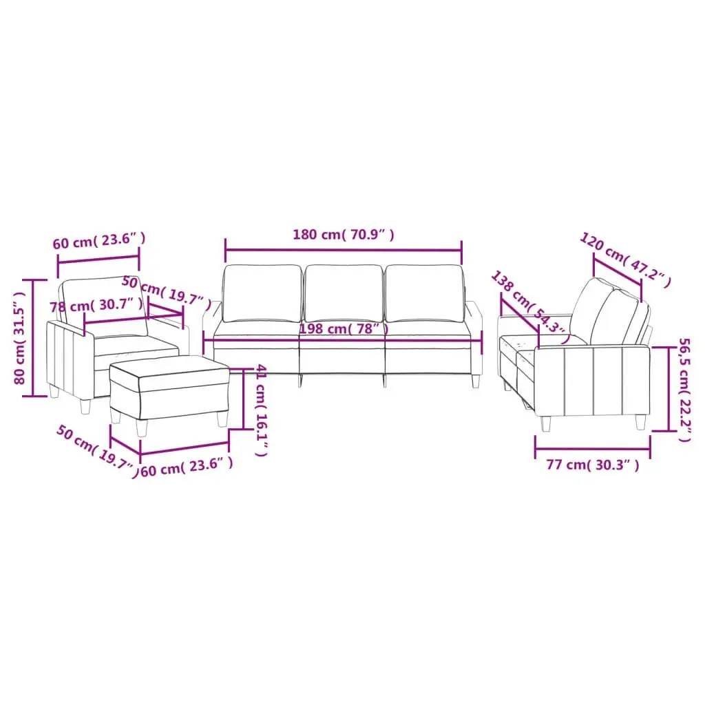 4 Piece Sofa Set with Cushions Cappuccino Faux Leather 3201407