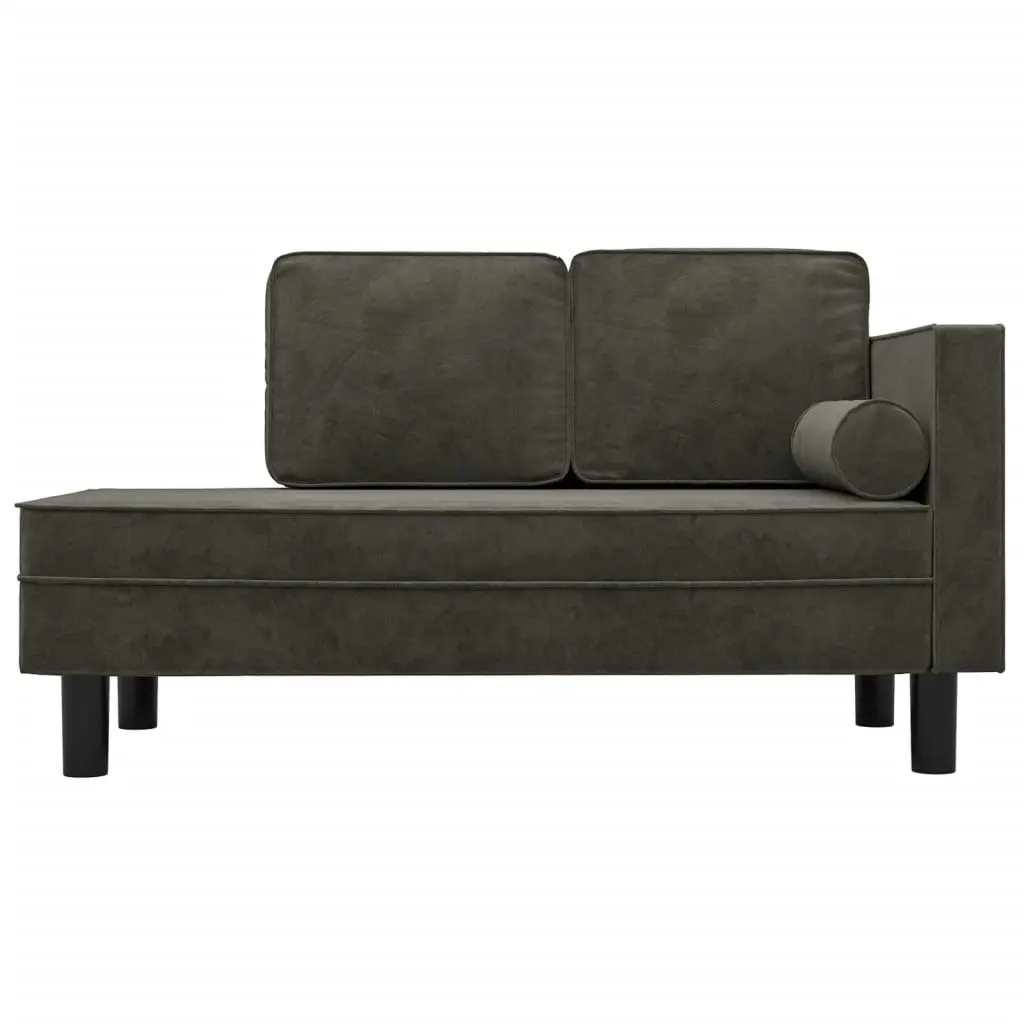 Chaise Lounge with Cushions and Bolster Dark Grey Velvet 340704