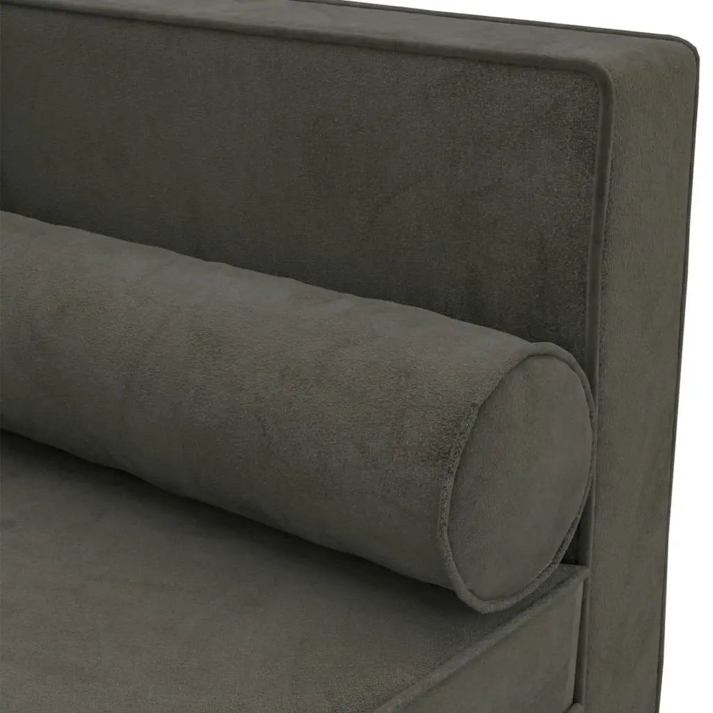 Chaise Lounge with Cushions and Bolster Dark Grey Velvet 340704