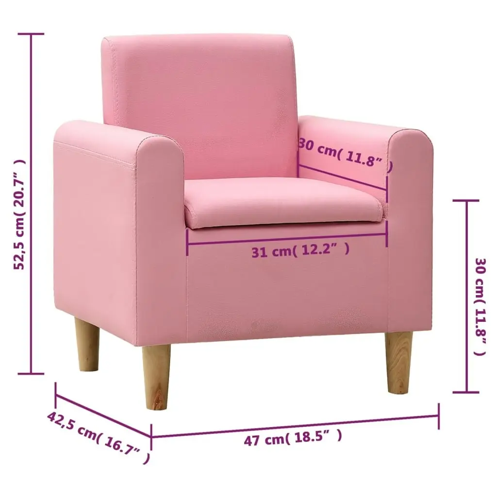 Children Sofa Pink Faux Leather 325503