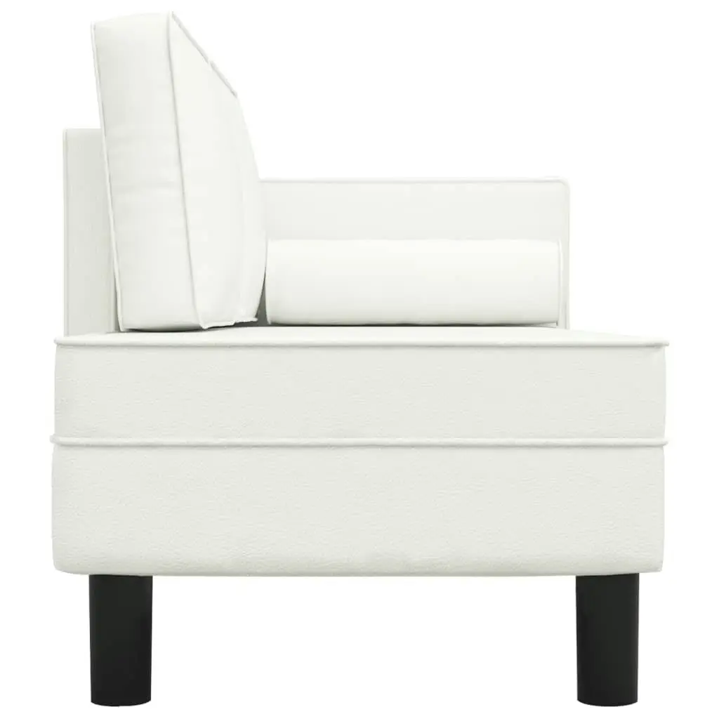 Chaise Lounge with Cushions and Bolster Cream Faux Leather 340696