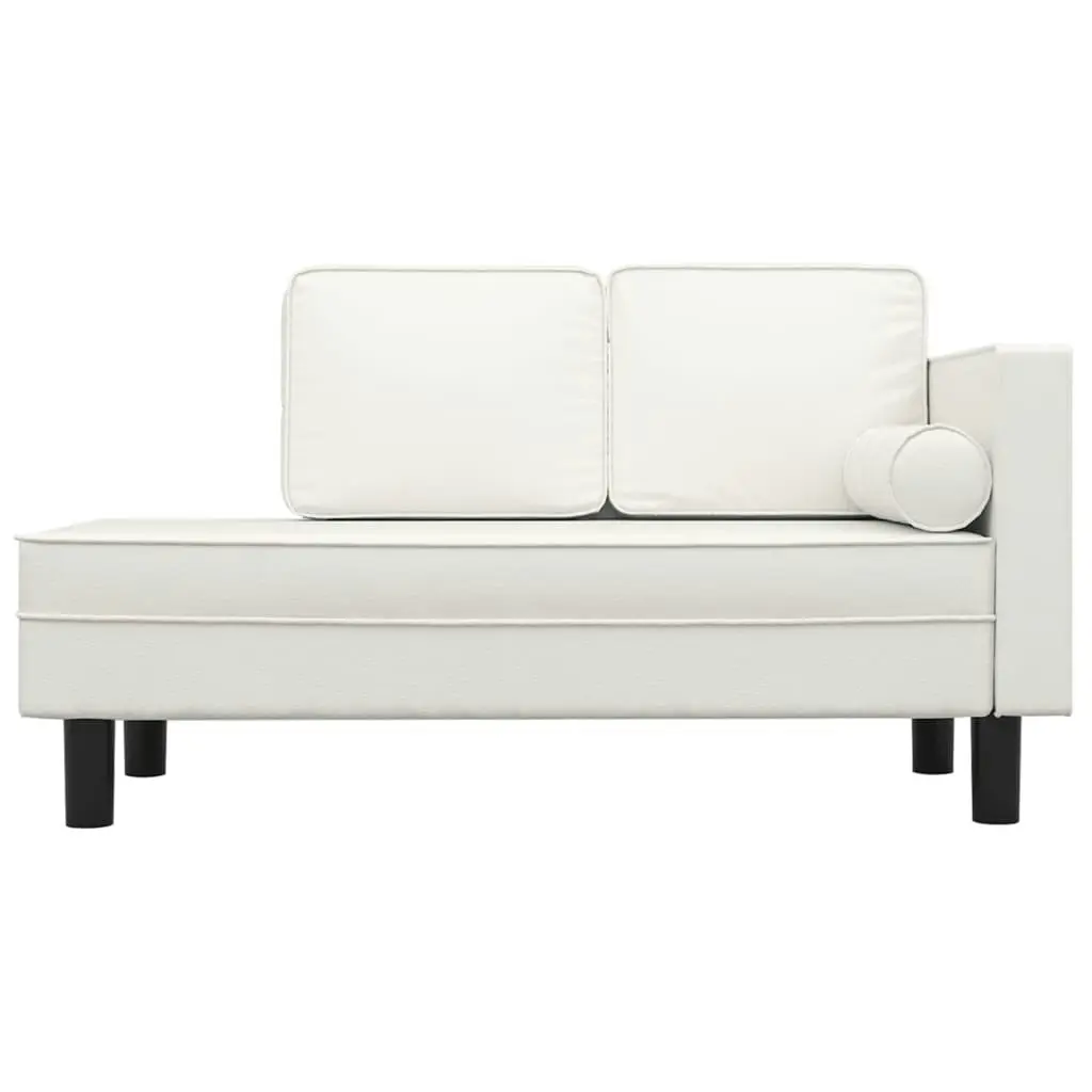 Chaise Lounge with Cushions and Bolster Cream Faux Leather 340696