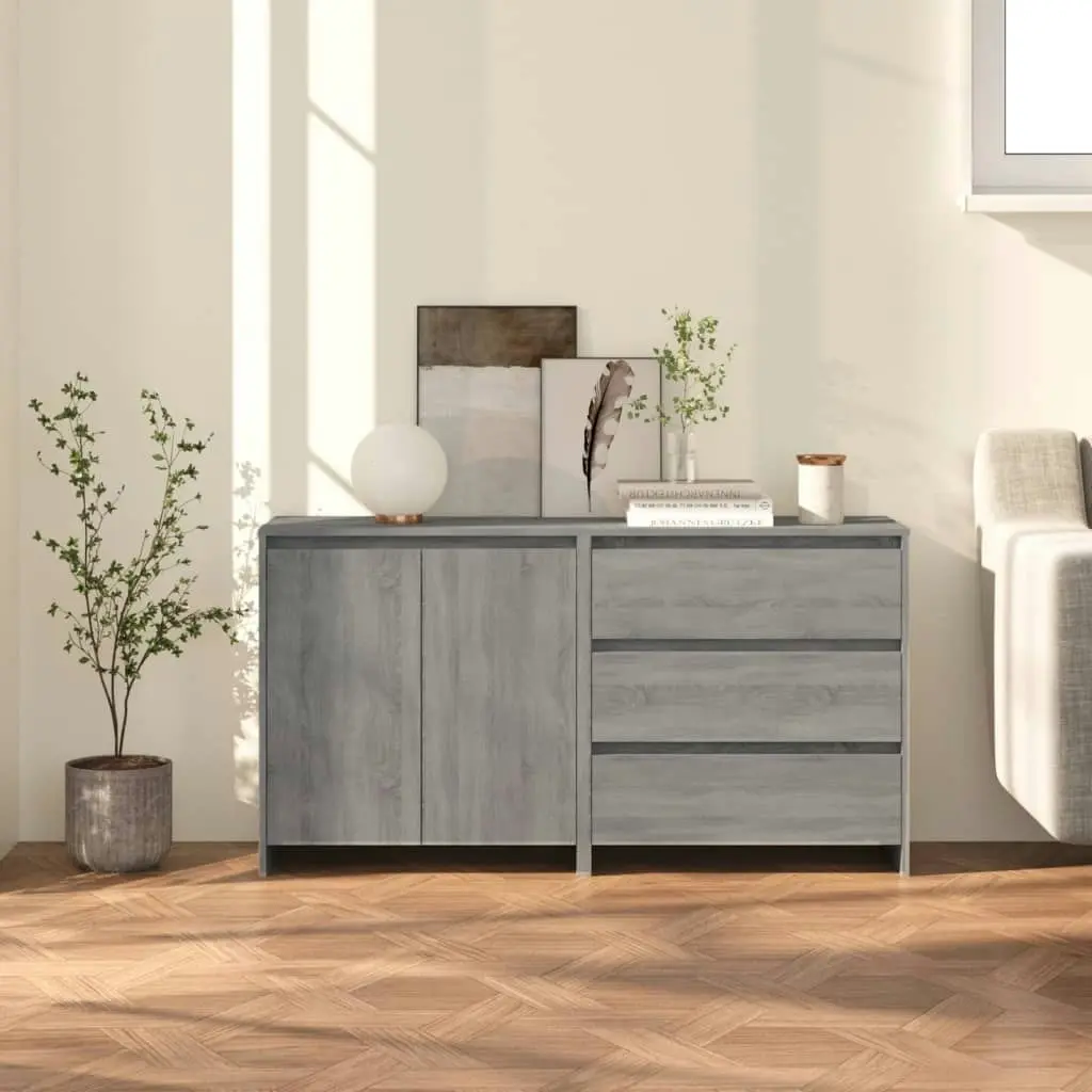 2 Piece Sideboard Grey Sonoma Engineered Wood 3098063