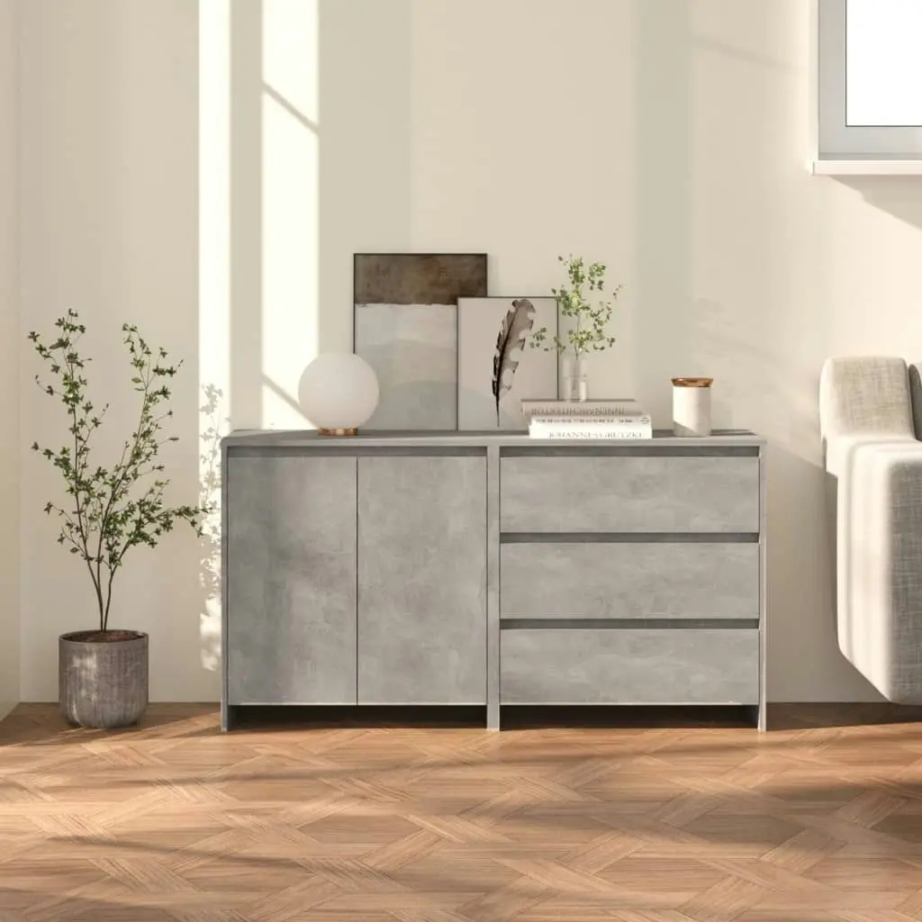 2 Piece Sideboard Concrete Grey Engineered Wood 3098060