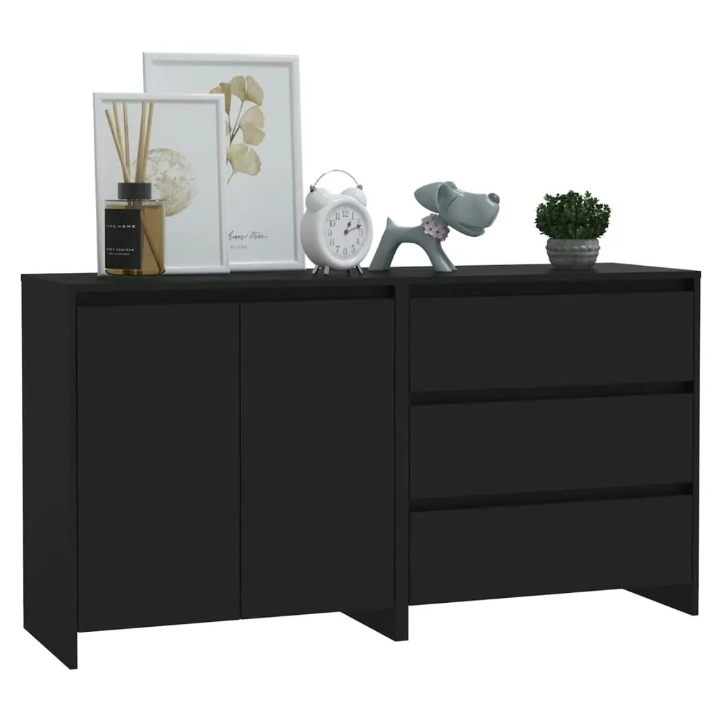 2 Piece Sideboard Black Engineered Wood 3098058