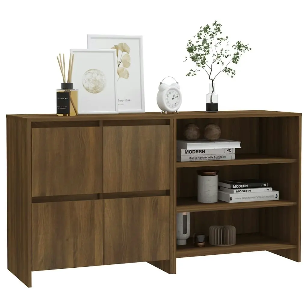 2 Piece Sideboard Brown Oak Engineered Wood 3098088