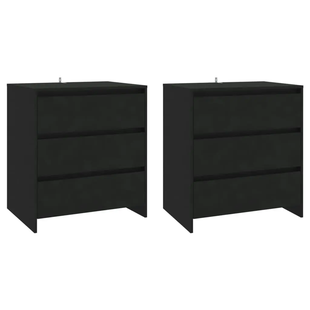 3 Piece Sideboard Black Engineered Wood 3098066