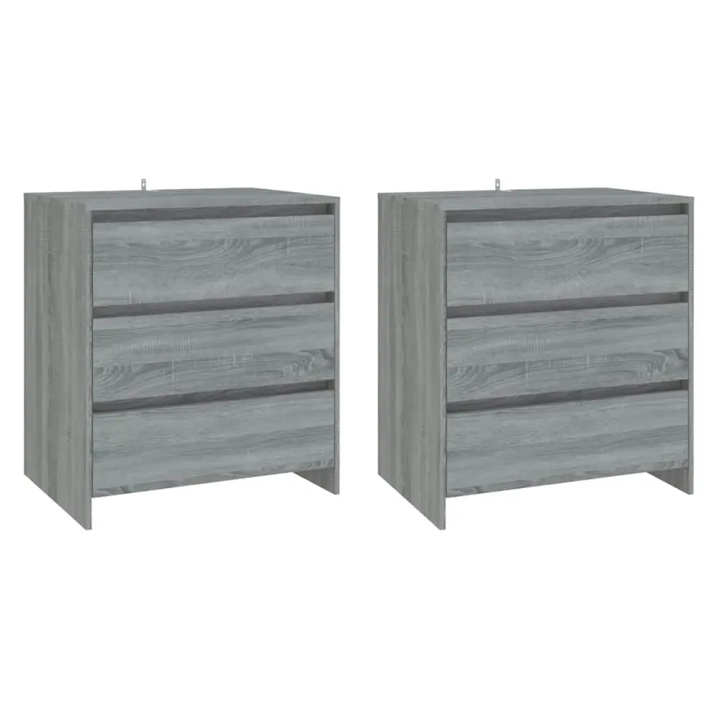 3 Piece Sideboard Grey Sonoma Engineered Wood 3098071