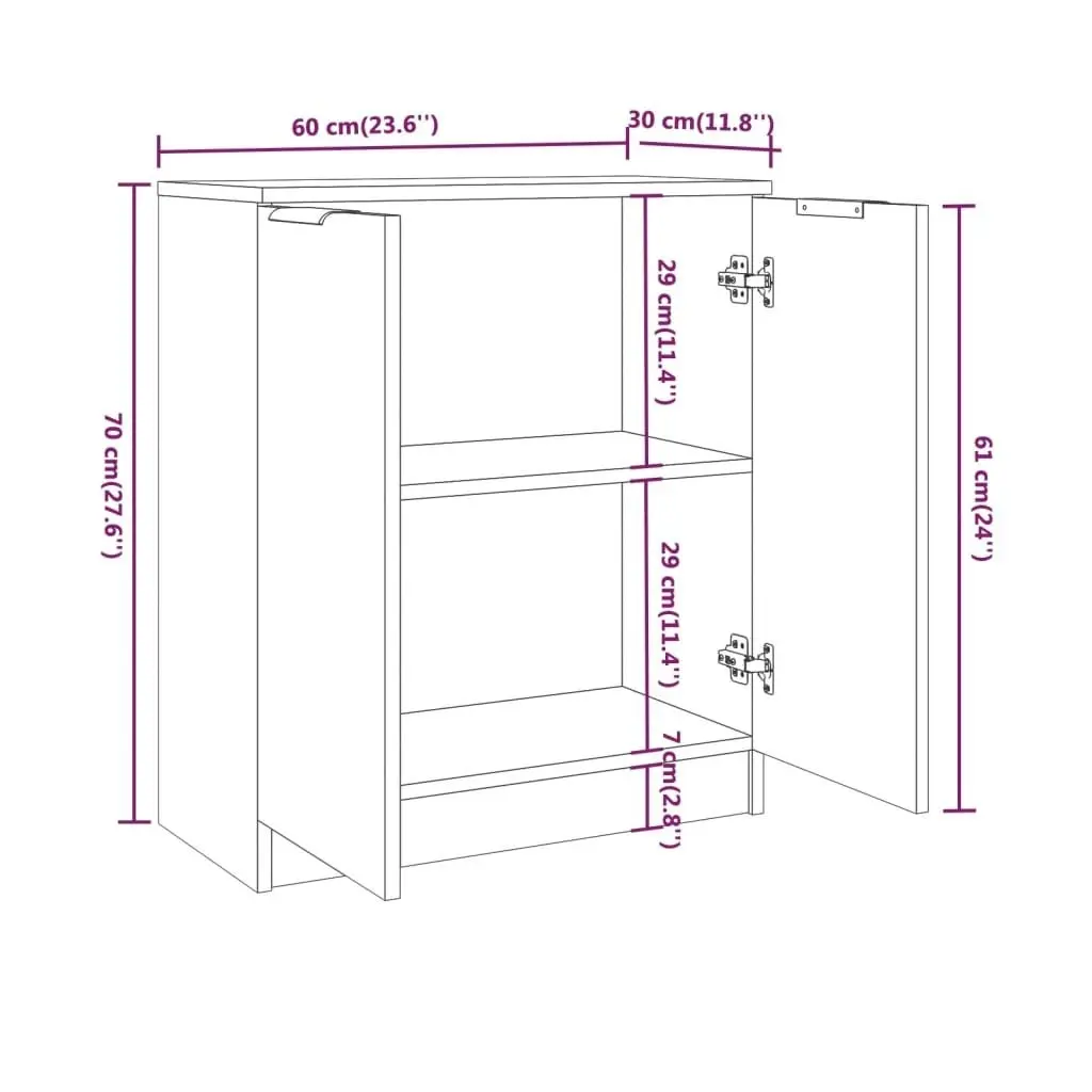 3 Piece Sideboards White Engineered Wood 3115780