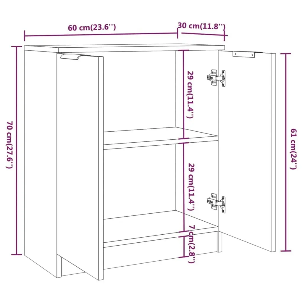 3 Piece Sideboards Smoked Oak Engineered Wood 3115785