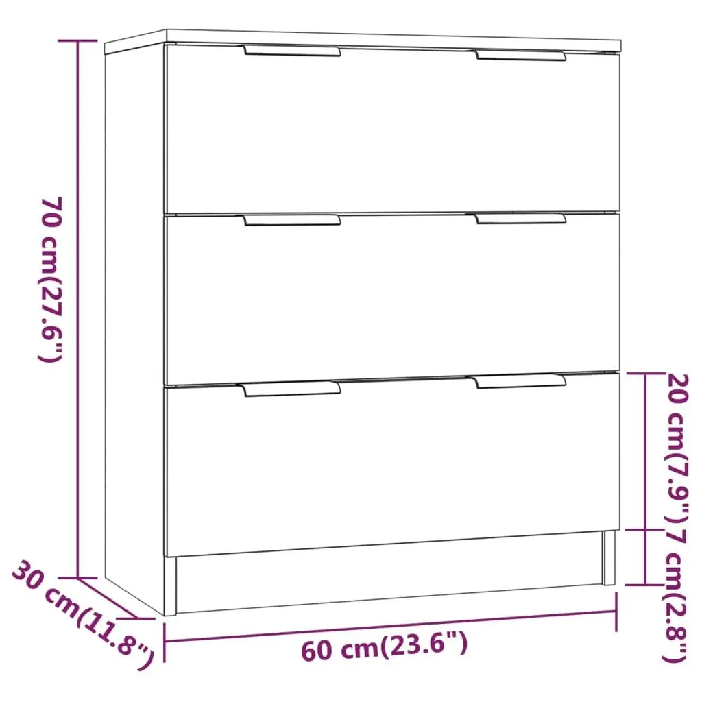 3 Piece Sideboards Smoked Oak Engineered Wood 3115785