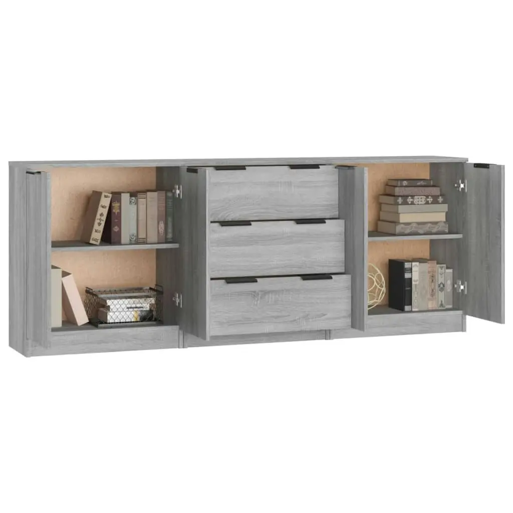 3 Piece Sideboards Grey Sonoma Engineered Wood 3115786