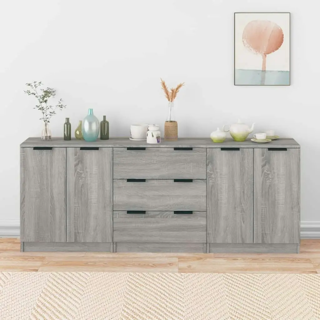 3 Piece Sideboards Grey Sonoma Engineered Wood 3115786