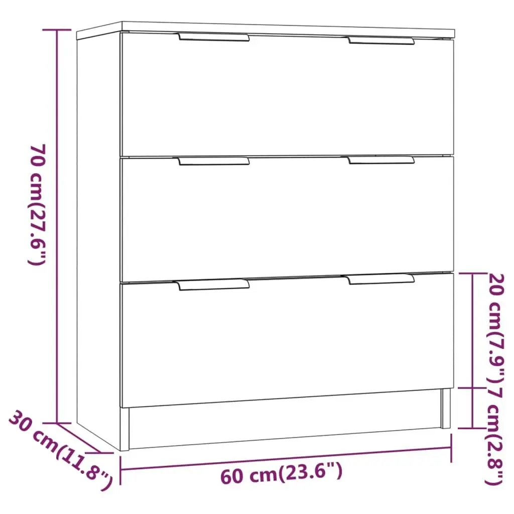 3 Piece Sideboards Concrete Grey Engineered Wood 3115783