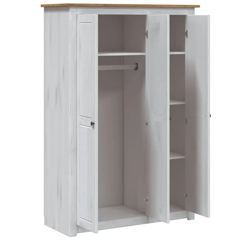 3-Door Wardrobe White 118x50x171.5 cm Pine Panama Range 282663