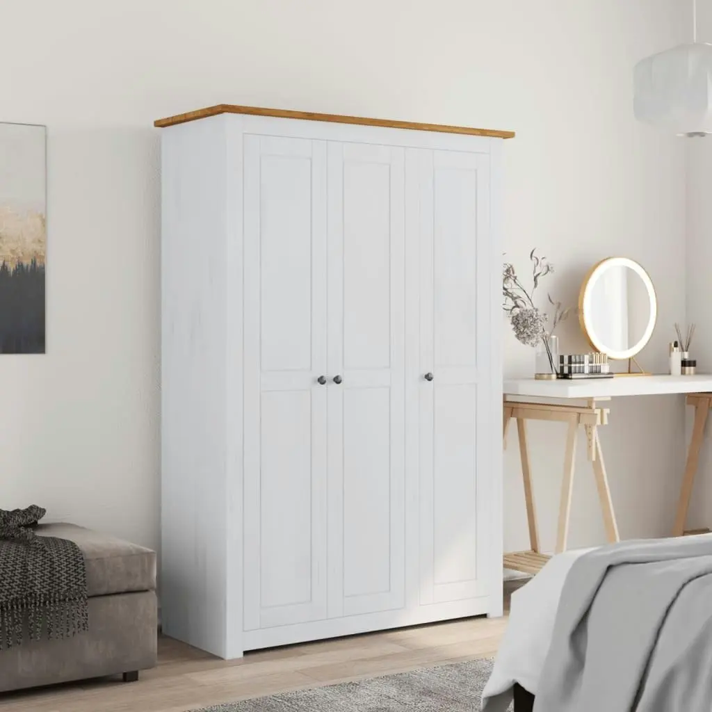 3-Door Wardrobe White 118x50x171.5 cm Pine Panama Range 282663