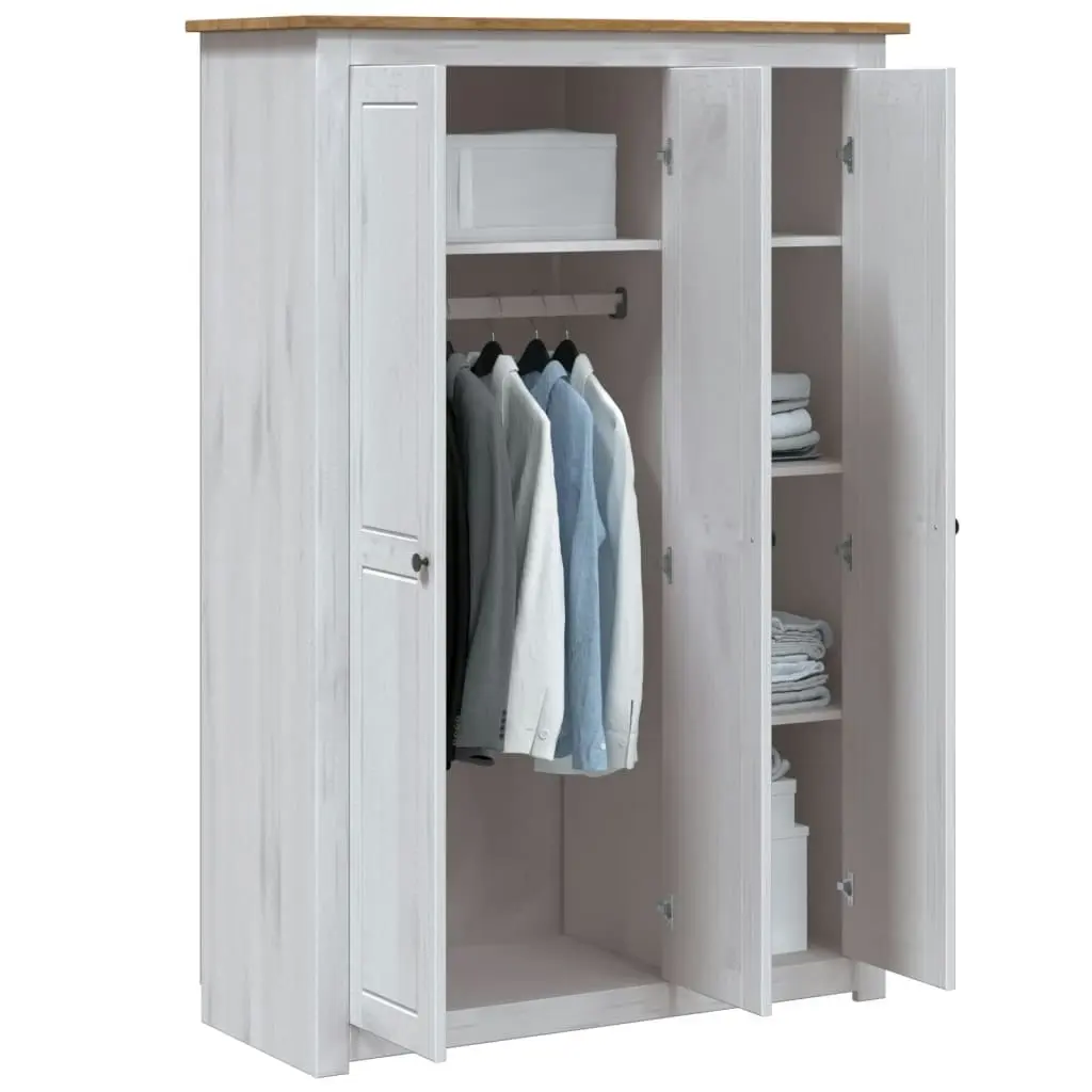 3-Door Wardrobe White 118x50x171.5 cm Pine Panama Range 282663