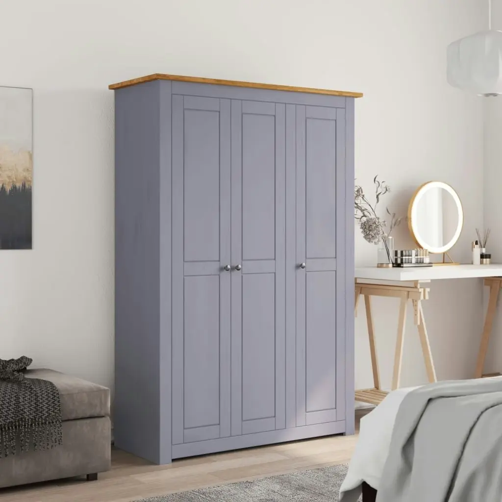 3-Door Wardrobe Grey 118x50x171.5 cm Pine Panama Range 282662