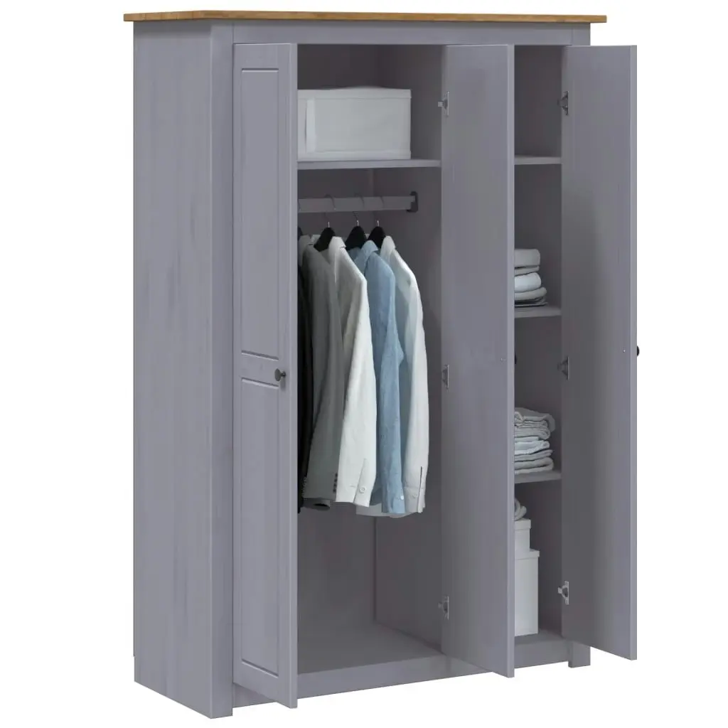 3-Door Wardrobe Grey 118x50x171.5 cm Pine Panama Range 282662