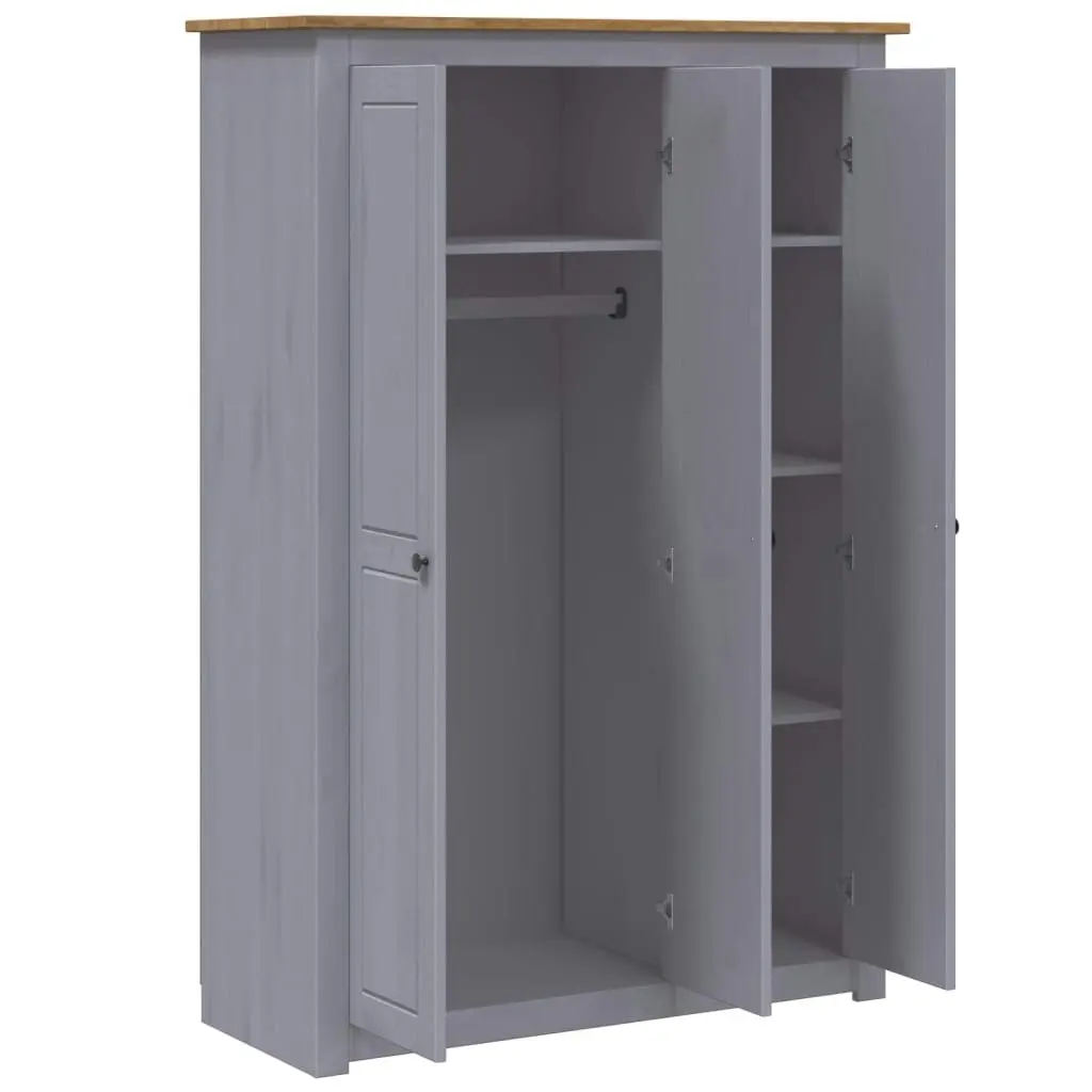 3-Door Wardrobe Grey 118x50x171.5 cm Pine Panama Range 282662