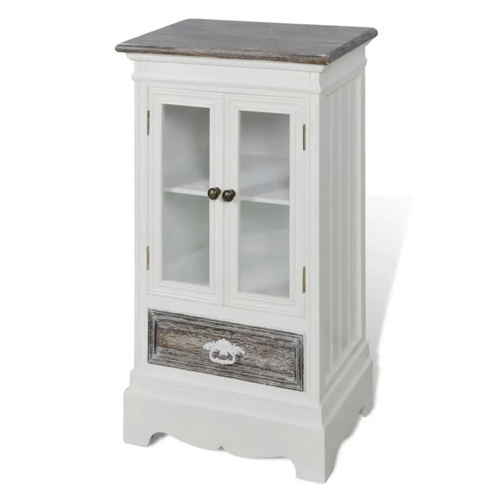 Cabinet 2 Doors 1 Drawer White Wood 240403