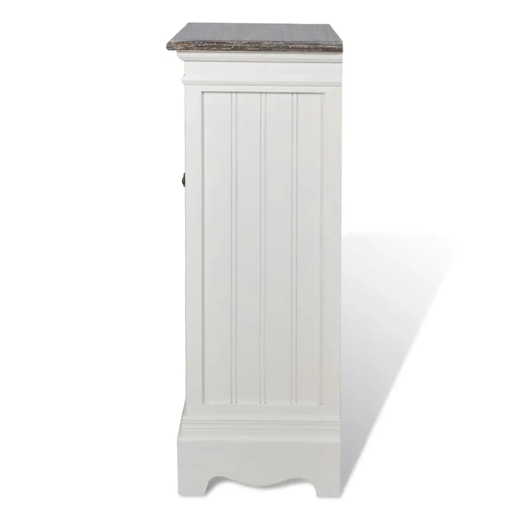 Cabinet 2 Doors 1 Drawer White Wood 240403