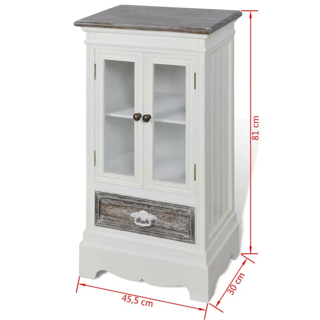 Cabinet 2 Doors 1 Drawer White Wood 240403