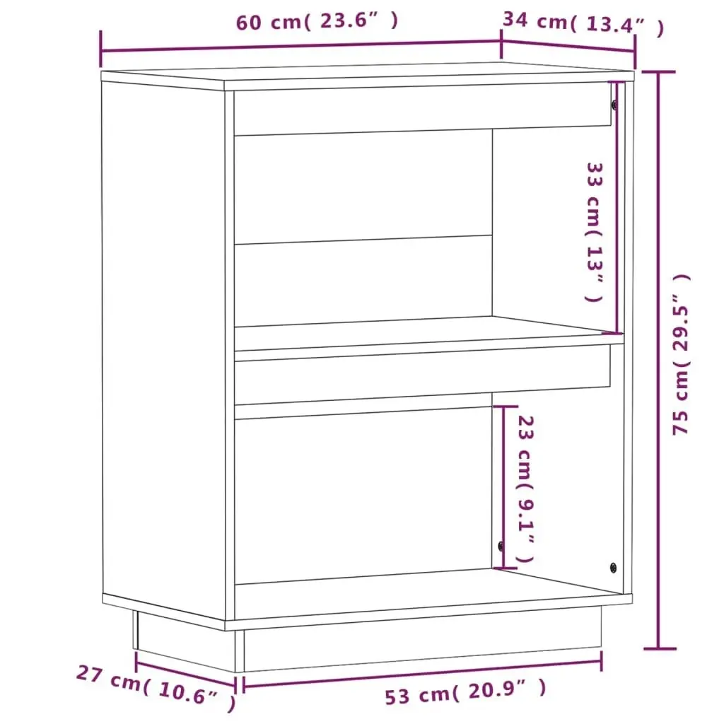 Console Cabinet 60x34x75 cm Solid Wood Pine 813819