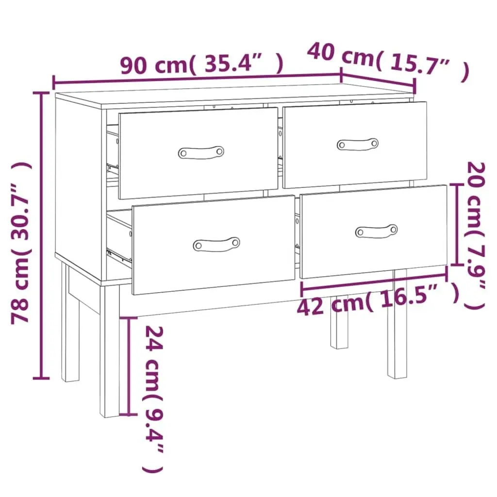 Console Cabinet 90x40x78 cm Solid Wood Pine 821739