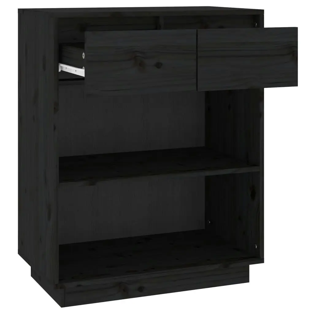 Console Cabinet Black 60x34x75 cm Solid Wood Pine 813838