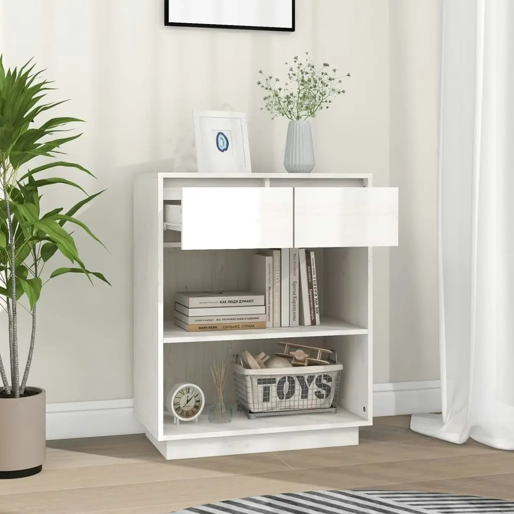 Console Cabinet White 60x34x75 cm Solid Wood Pine 813835