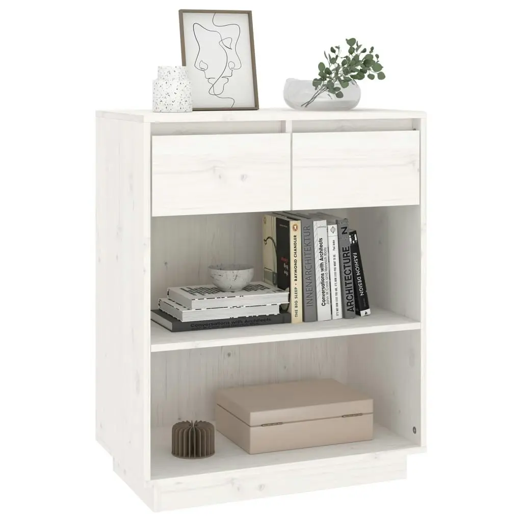 Console Cabinet White 60x34x75 cm Solid Wood Pine 813835