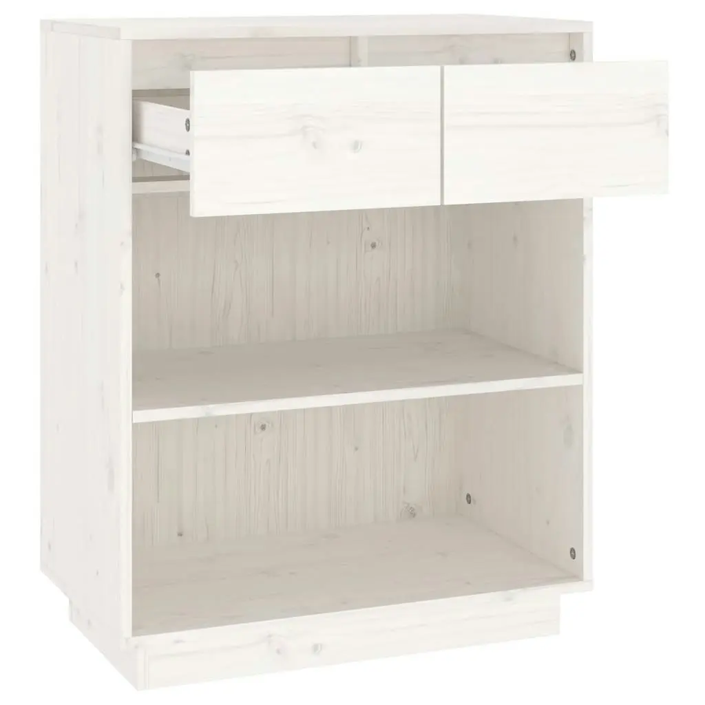 Console Cabinet White 60x34x75 cm Solid Wood Pine 813835