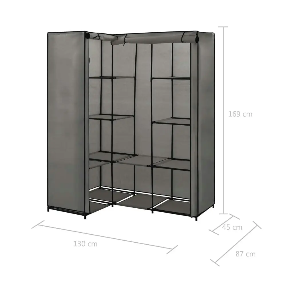 Corner Wardrobe Grey 130x87x169 cm 282452