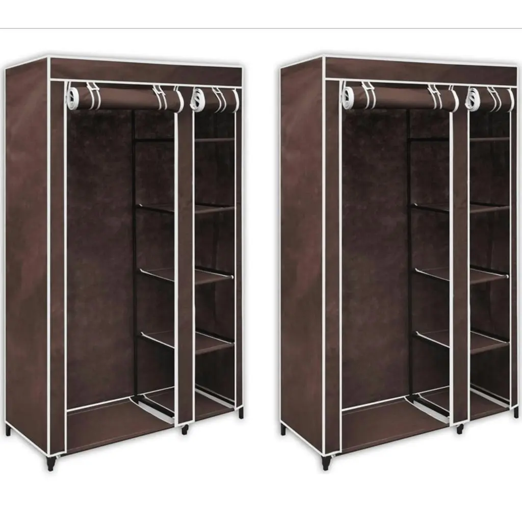 Fabric Wardrobes 2 pcs Brown 60722