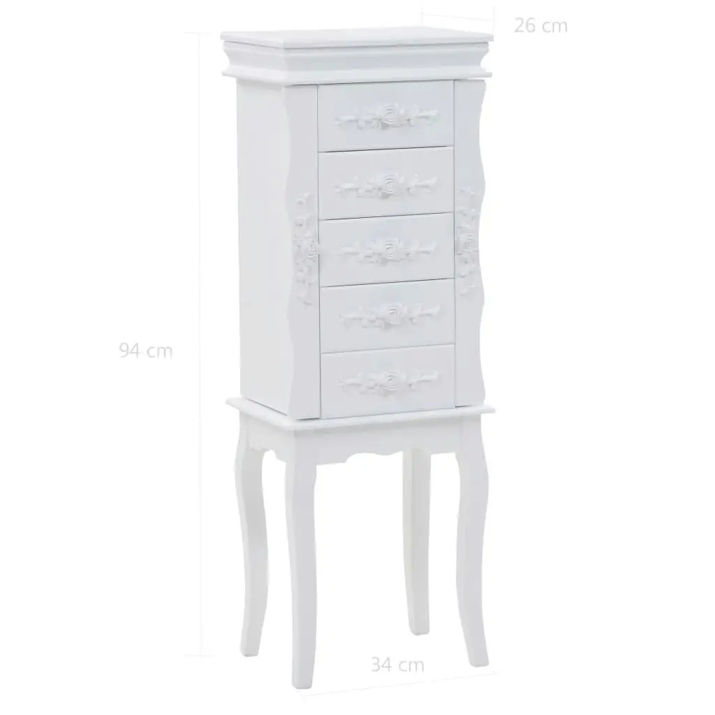 Free Standing Jewelery Cabinet White 246959