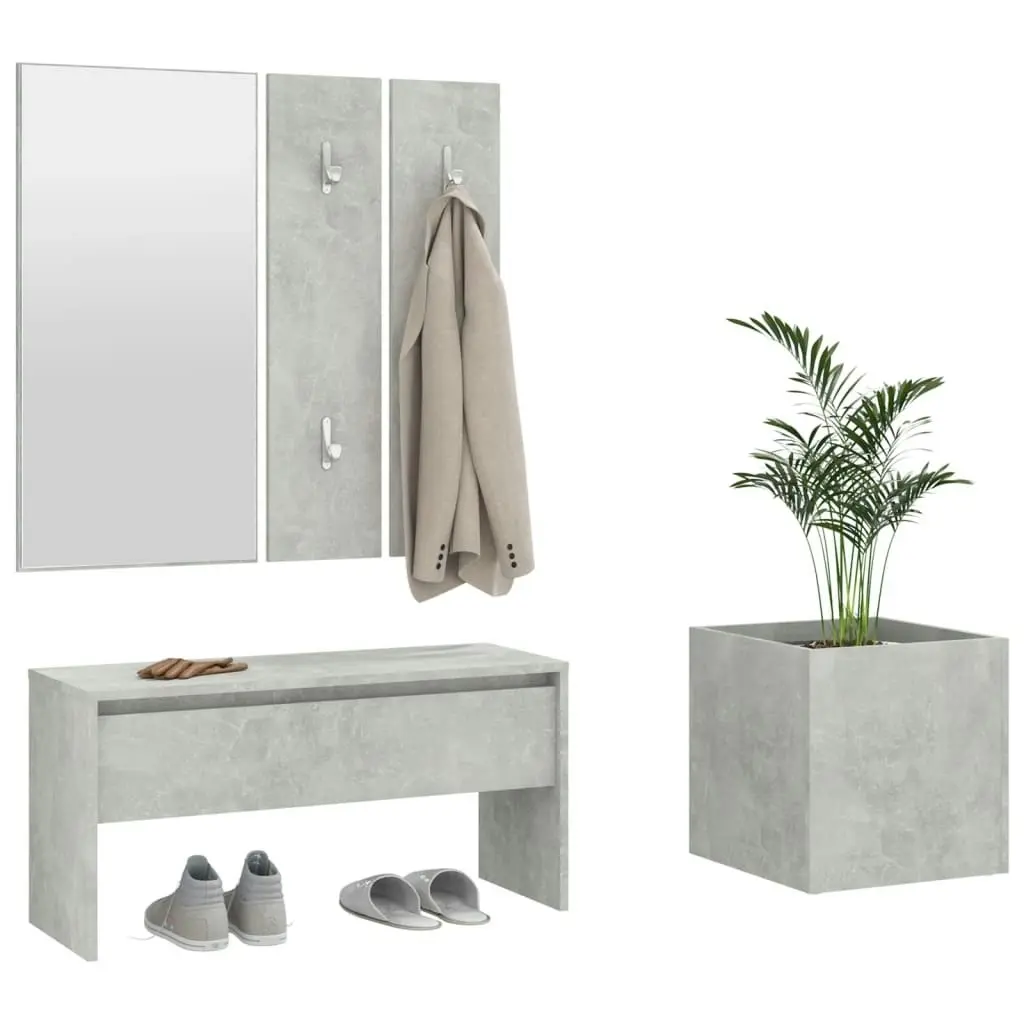 Hallway Furniture Set Concrete Grey Engineered Wood 3082057