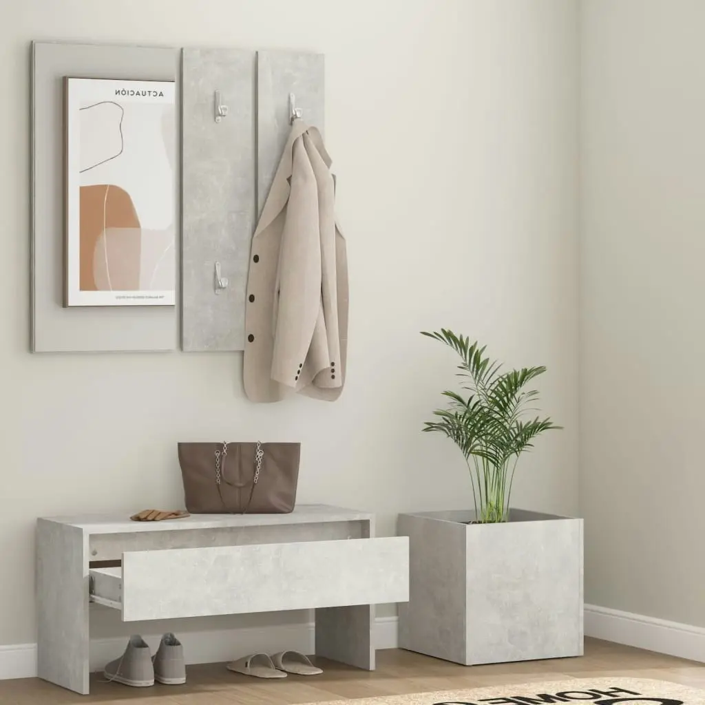 Hallway Furniture Set Concrete Grey Engineered Wood 3082057